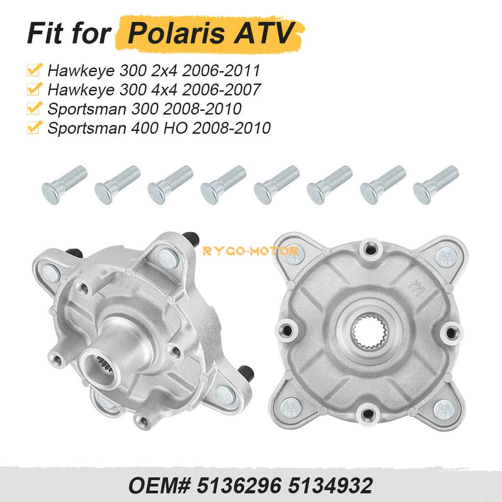2X Front Wheel Hub & Studs for Polaris Sportsman 300 400 4x4 (2008–2010) 5136296