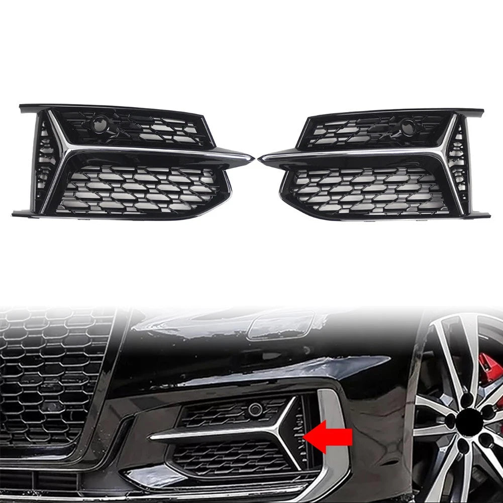 2X Front Lower Fog Light Grille Cover for Audi A6 S6 C8 (2018–2024)