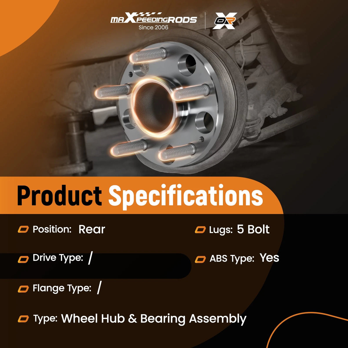 Rear Wheel Bearing Hub for Honda Civic (2006–2011) 1411-02440, 5 Bolt ABS