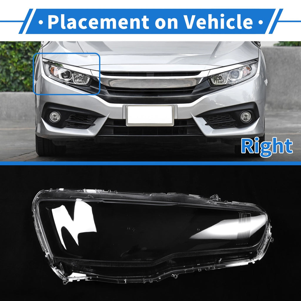 Headlight Lens Cover Front Right for Mitsubishi Lancer (2008–2016)