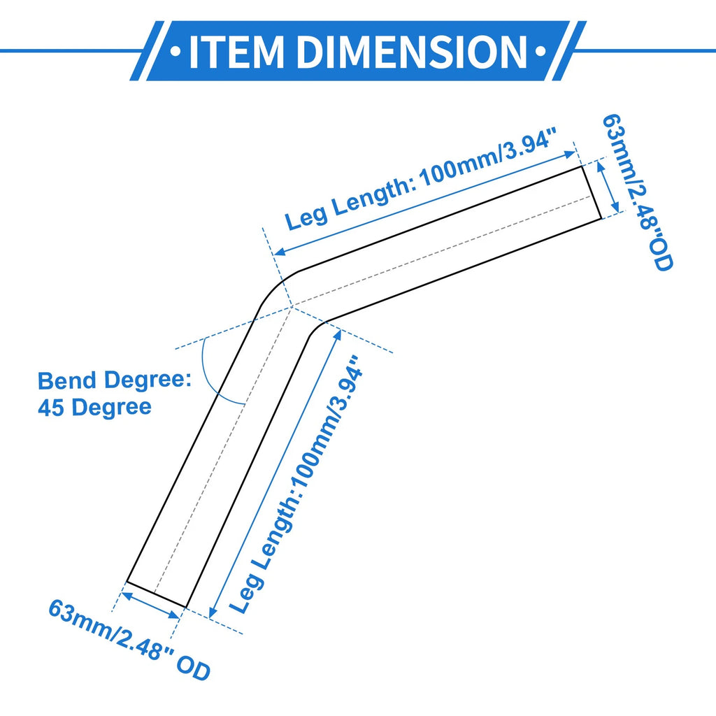 2.48"OD 45° Intercooler Pipe for Silver Tone