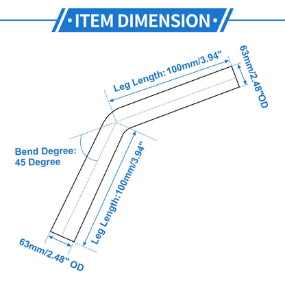 2.48"OD 45° Intercooler Pipe for Silver Tone