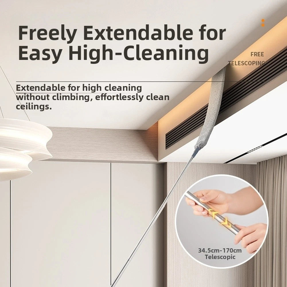 Telescopic Dusting Tool for Tight Spaces (Washable Fabric, Bendable Head)