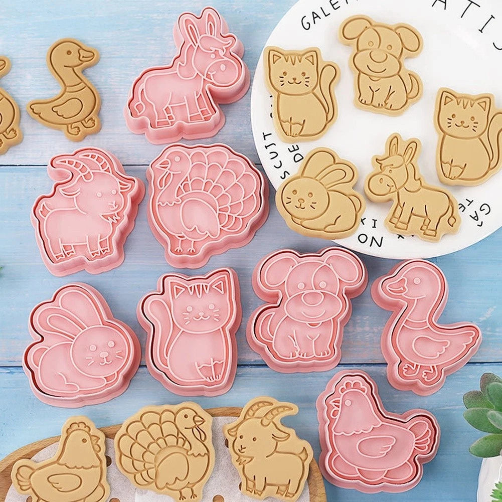 8 Piece Farm Animal Cookie Cutters for Baking Tools