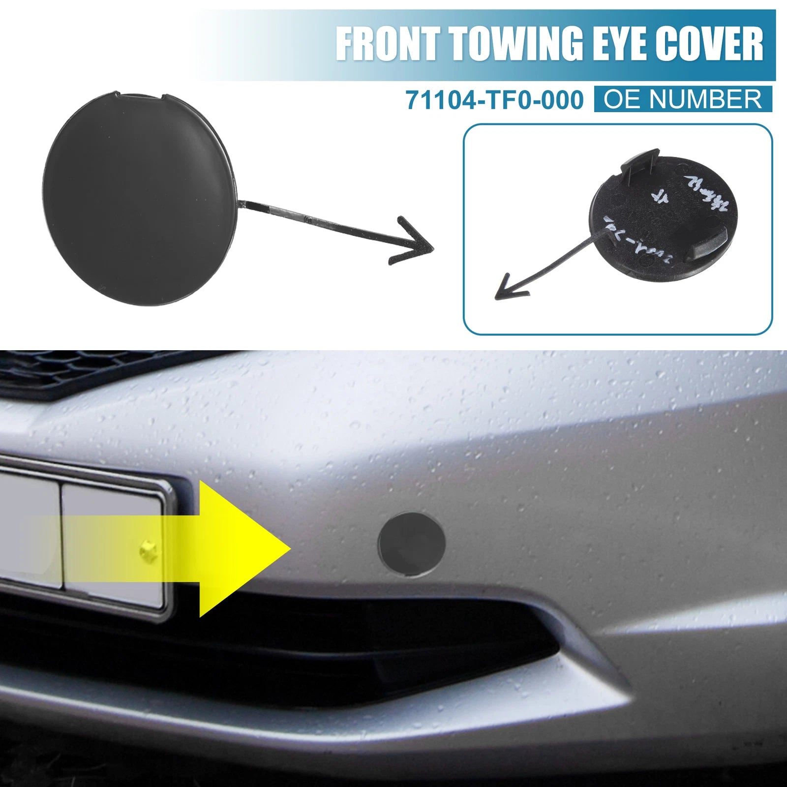 Front Bumper Tow Hook Cover Replacement for Honda Jazz Fit 2008–2010