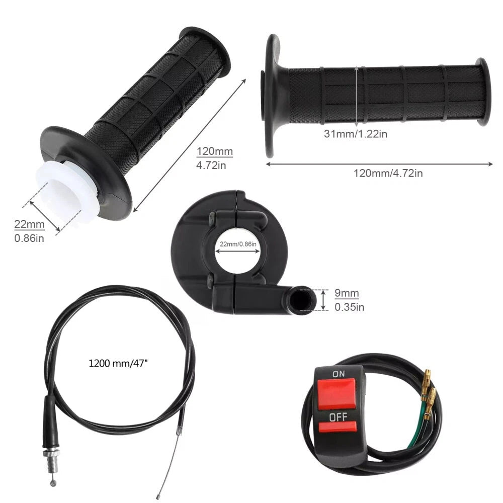 Throttle Accelerator Handle Grip Cable Set for 50cc 150cc 250cc ATV (7/8")