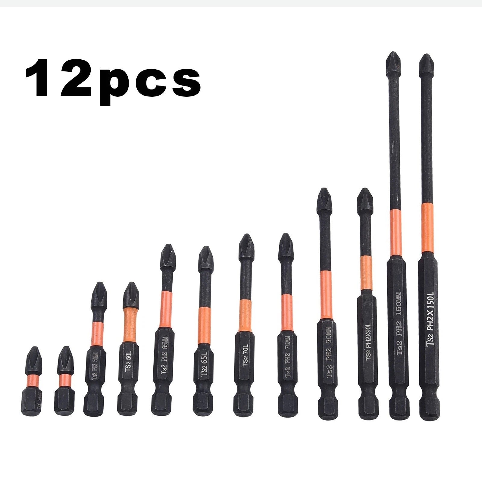 12pcs PH2 Screwdriver Bit Set for High Strength Operations