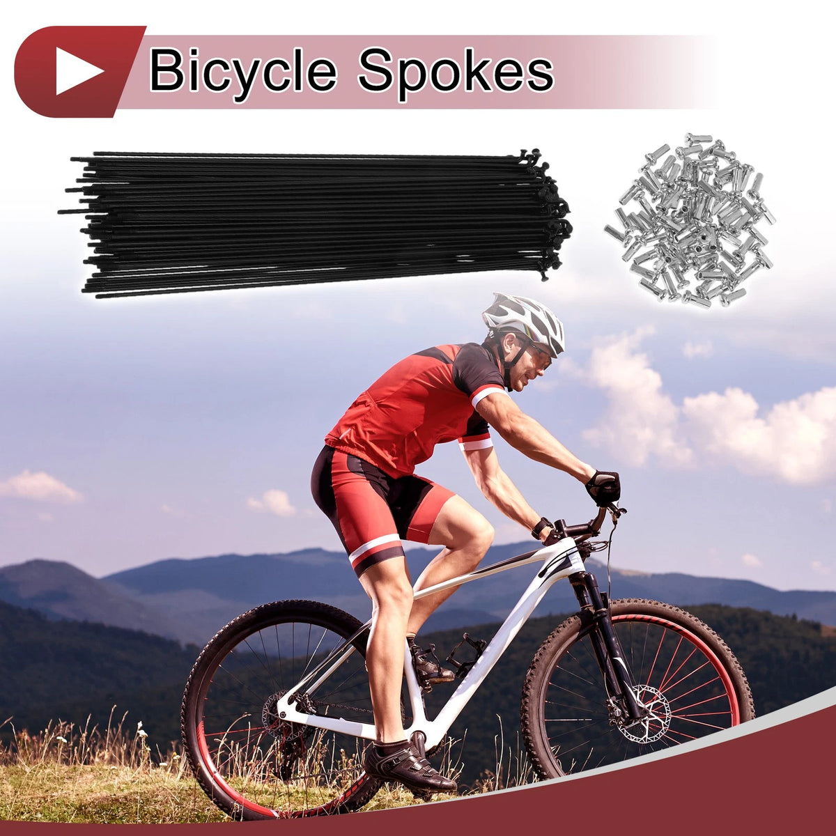 Set 14G Bicycle Spoke 209mm for Bike Wheel Carbon Steel Black (All Makes)