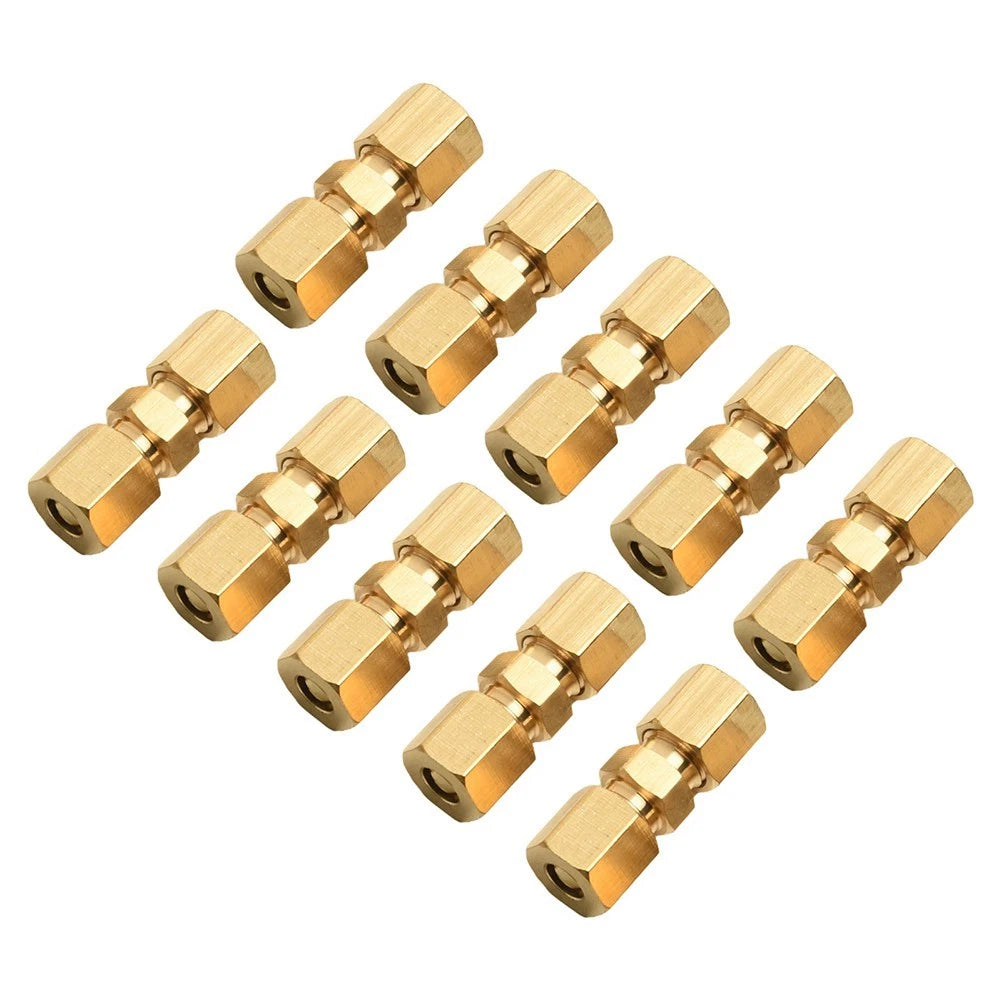 Set of 10 Straight Fitment Brass Tube Connections