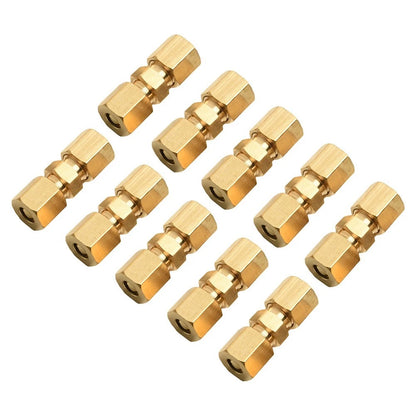 Set of 10 Straight Fitment Brass Tube Connections