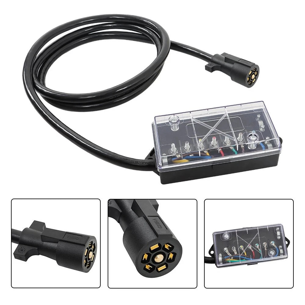 7 Way Trailer Cable with 7 Pin Plug & Junction Box for RV Trailer (8FT)