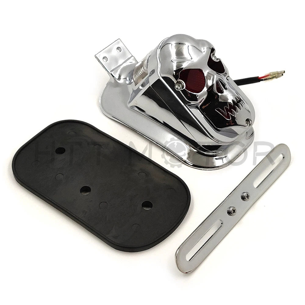 Chrome Skull Brake Tail Light for Harley