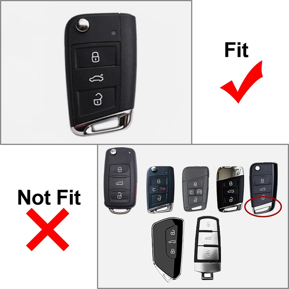 1x Silver 3 Button Key Fob Cover Case for Skoda Karoq (2017–2022)