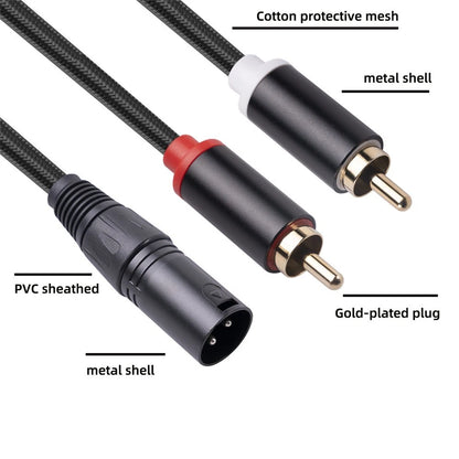 1M Gold Plated Male Audio Y Adapter for Audio Equipment