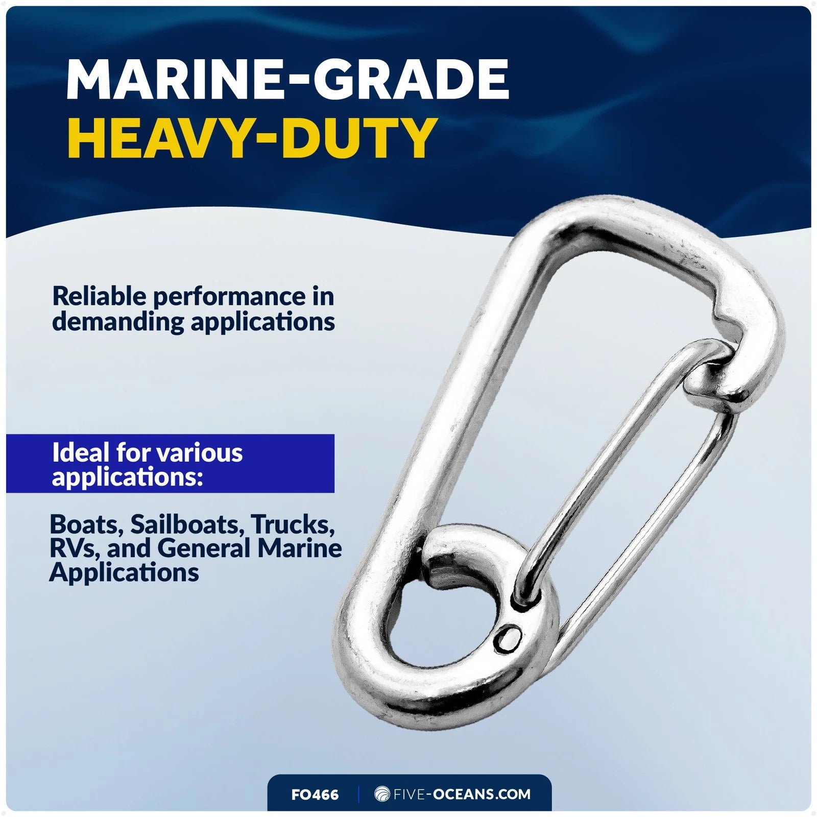 4" Stainless Asymmetric Snap Hook for Five Oceans FO466