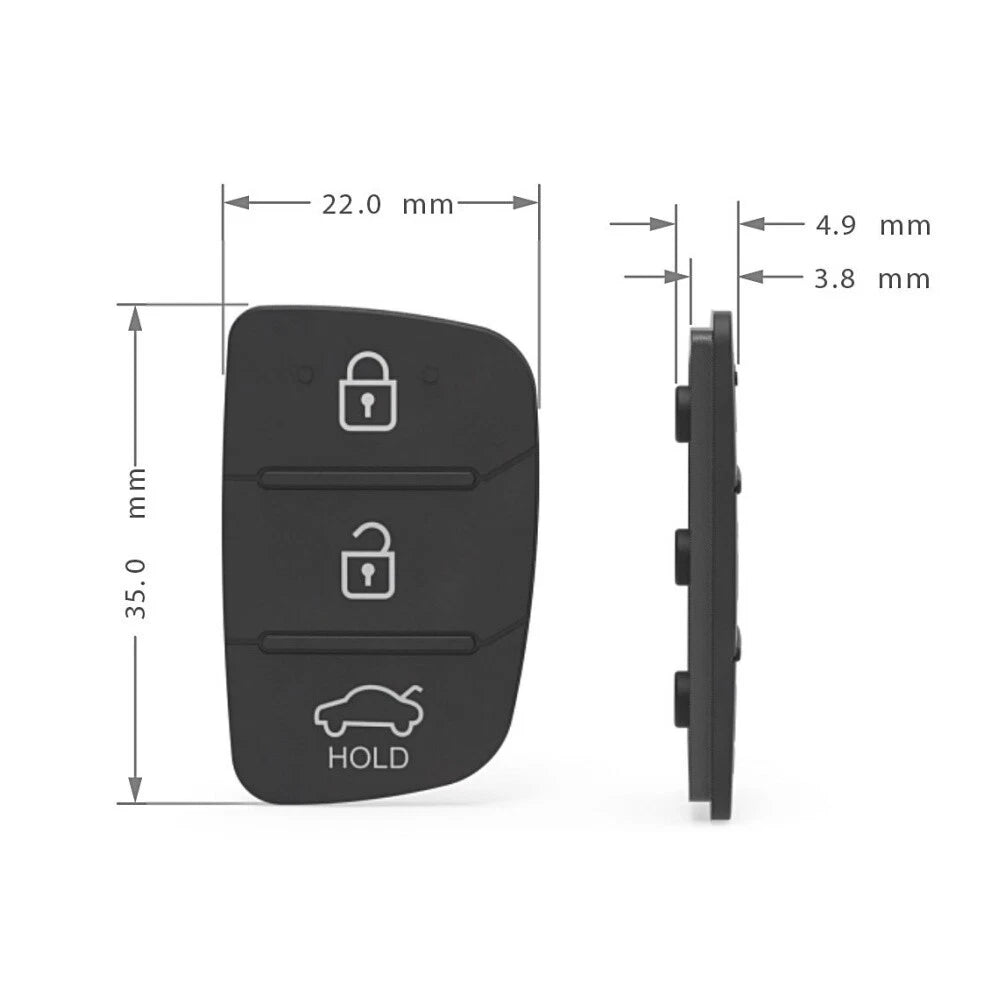 Remote Key Shell Silicone Key Button Pad 3 Buttons for Hyundai Sonata, Elantra (2011–2016)