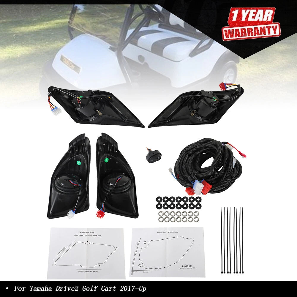 LED Headlight & Taillight Kit for Yamaha Drive2 Golf Cart (2017–Present)