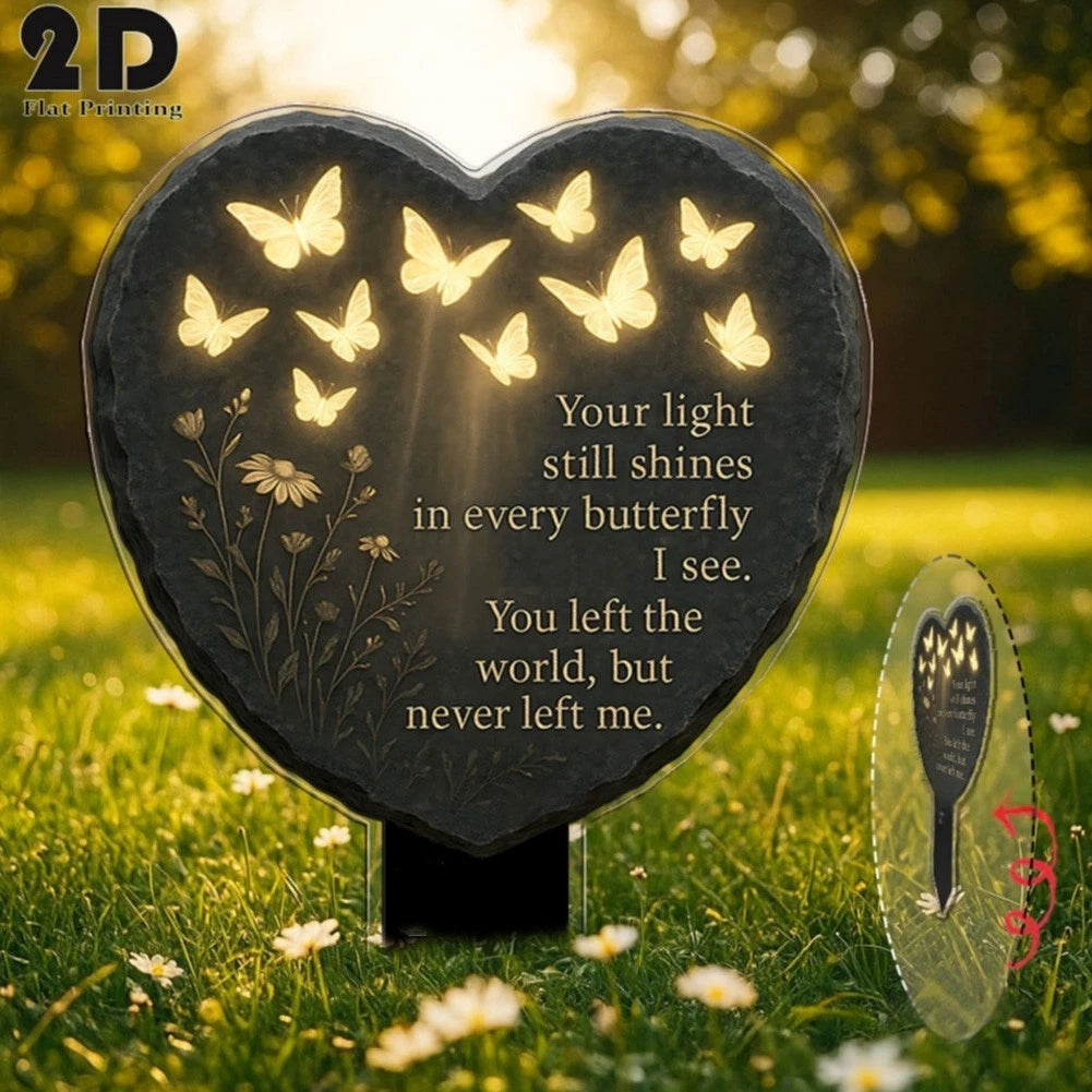 Heart Shaped Butterfly Garden Marker Waterproof Acrylic Stake