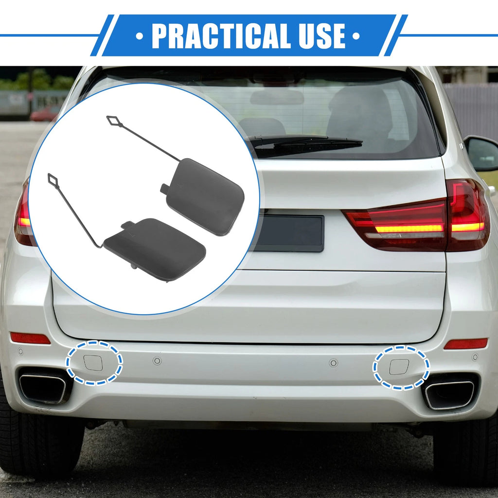 Pair Rear Tow Hook Eye Hole Cover Cap for BMW X5 (2016–2018) Plastic Gray