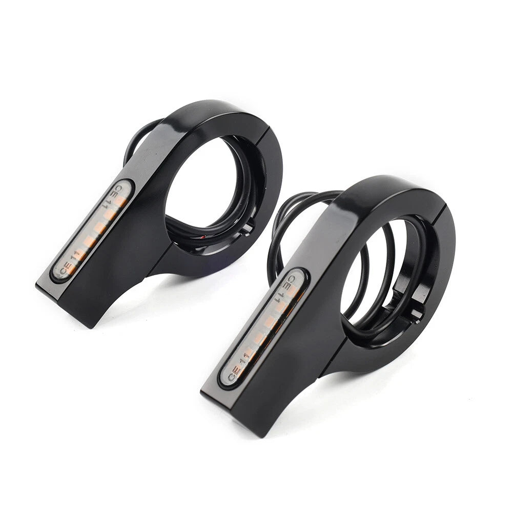 Black Motorcycle Fork Turn Signal Light Indicator Amber For Harley touring LED