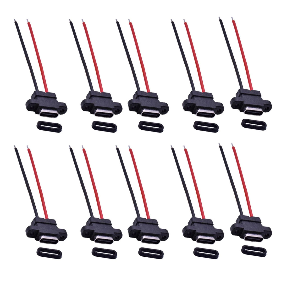 10PCS IP67 Waterproof Type-C Female Power Socket Adapter