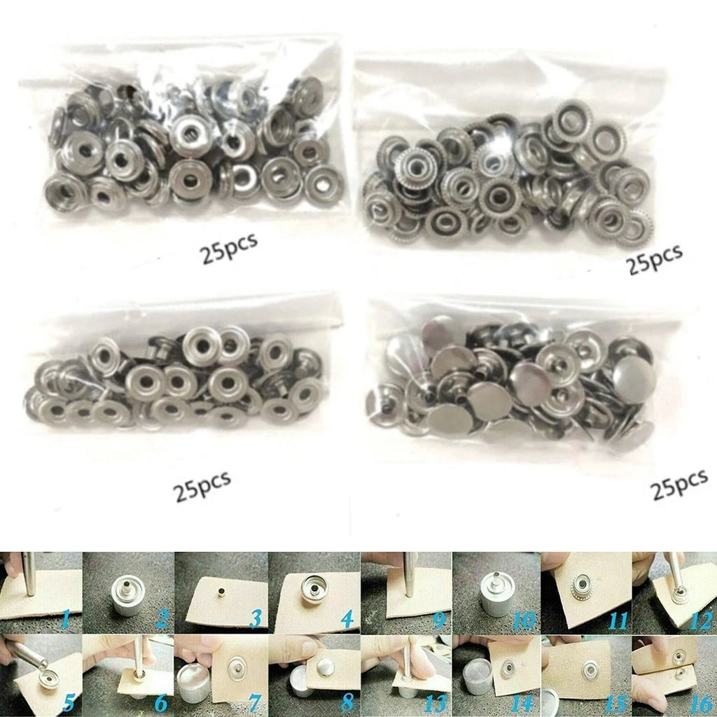 15mm Fastener Snap Kit for Marine Canvas, Leather, Jeans (Universal)