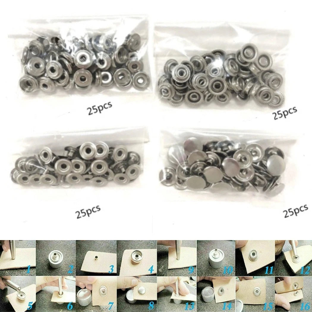 15mm Fastener Snap Kit for Marine Canvas, Leather, Jeans (Universal)