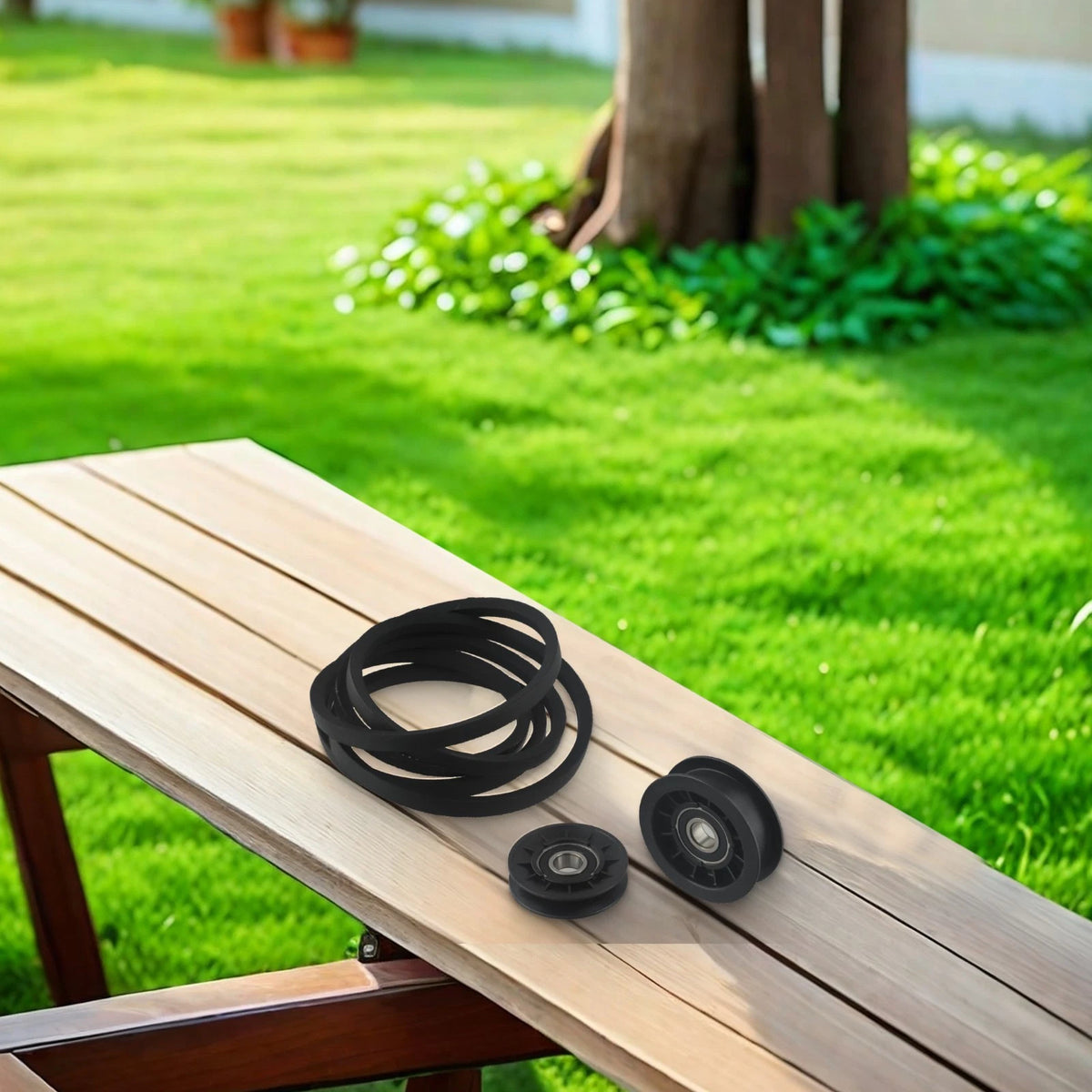 Idler Pulley Drive Belt Kit for Lawn Tractor (Oil Resistant, Width)