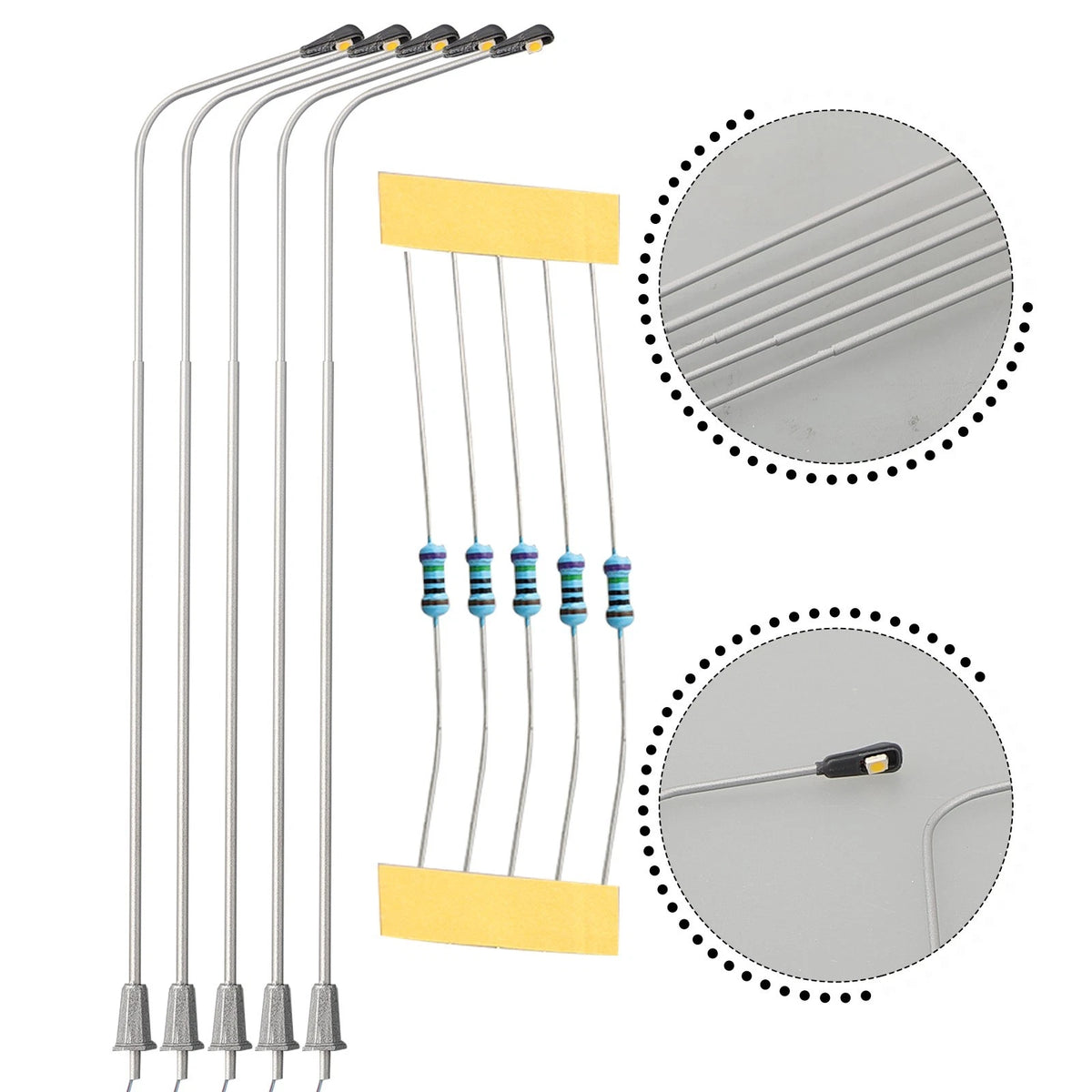 5x Street Lamp Model Railway Light for Train Decor (20cm)
