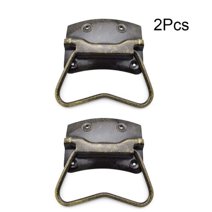 2Pcs Vintage Rectangle Handle Cabinet Jewelry Box Suitcase Toolbox Knob Hardware