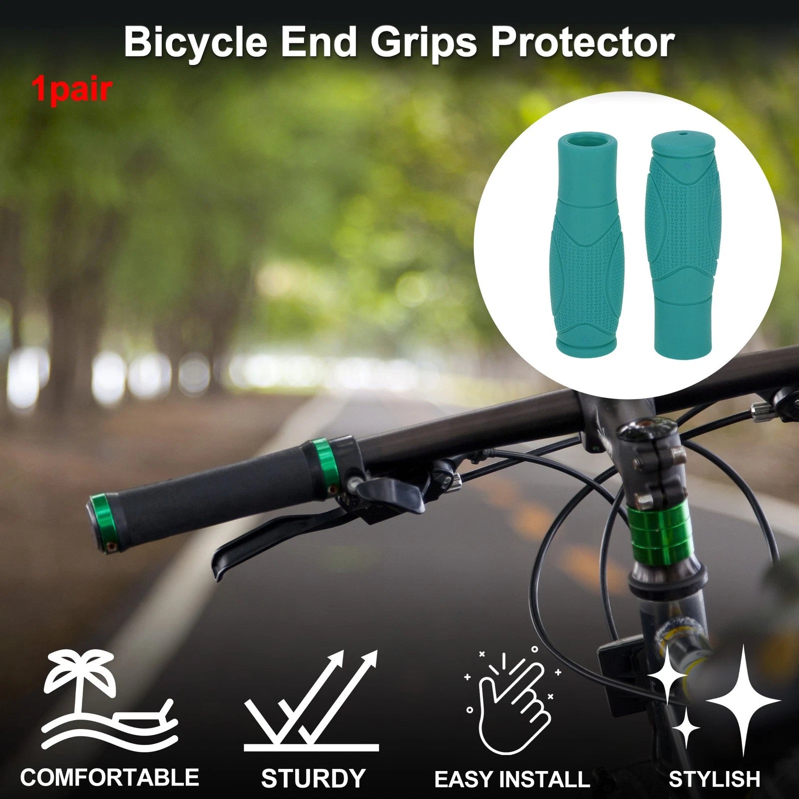 Bike Handlebar Grip Covers 125mm Non Slip for Blue 1 Pair