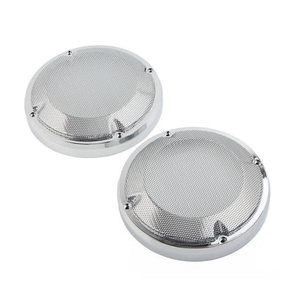 2X Chrome Saddlebag Lid Speaker Grill Covers for Harley Touring (1983–2020)