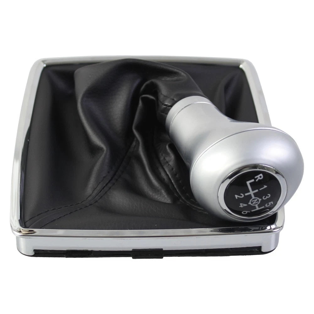 Shift Knob Gear for Precise Alignment Fit PU Leather Silver Finish