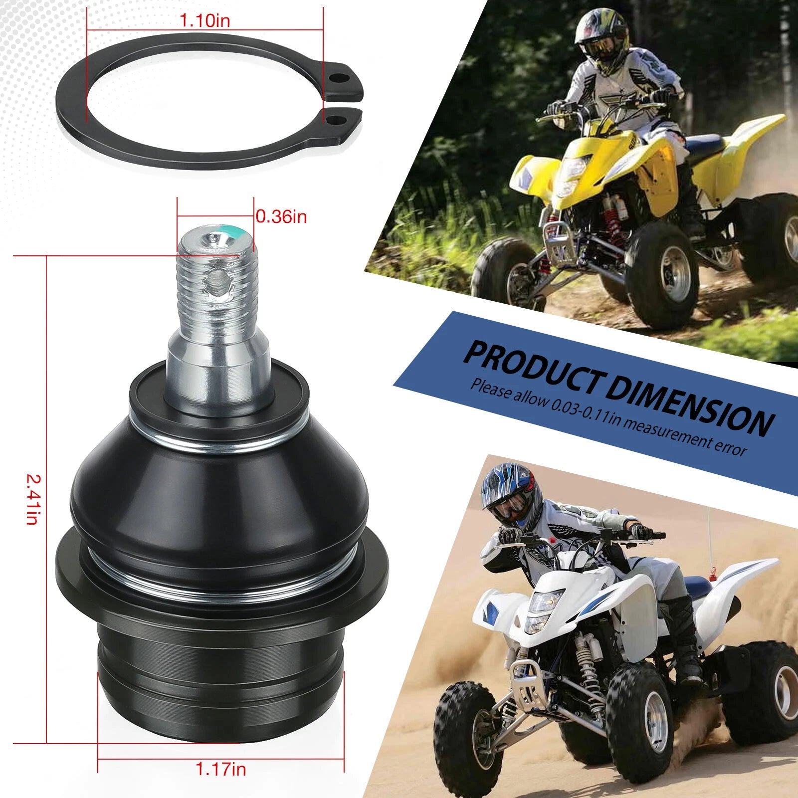 2 Front Upper A-Arm Ball Joints for Suzuki QuadSport Z400 (2003–2008)
