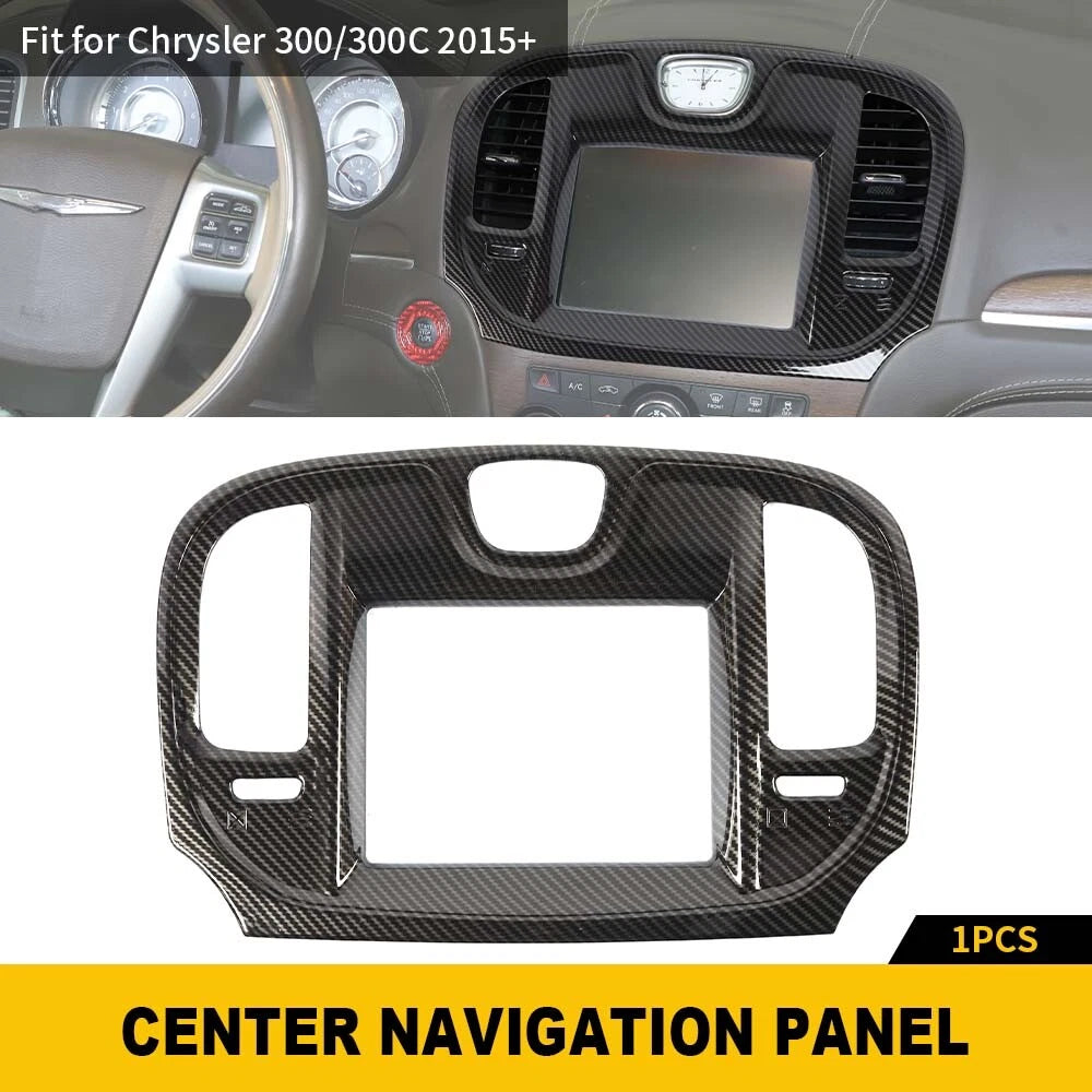 Carbon Look Central Control Navigation Screen Trim Cover For Chrysler 300 2015+