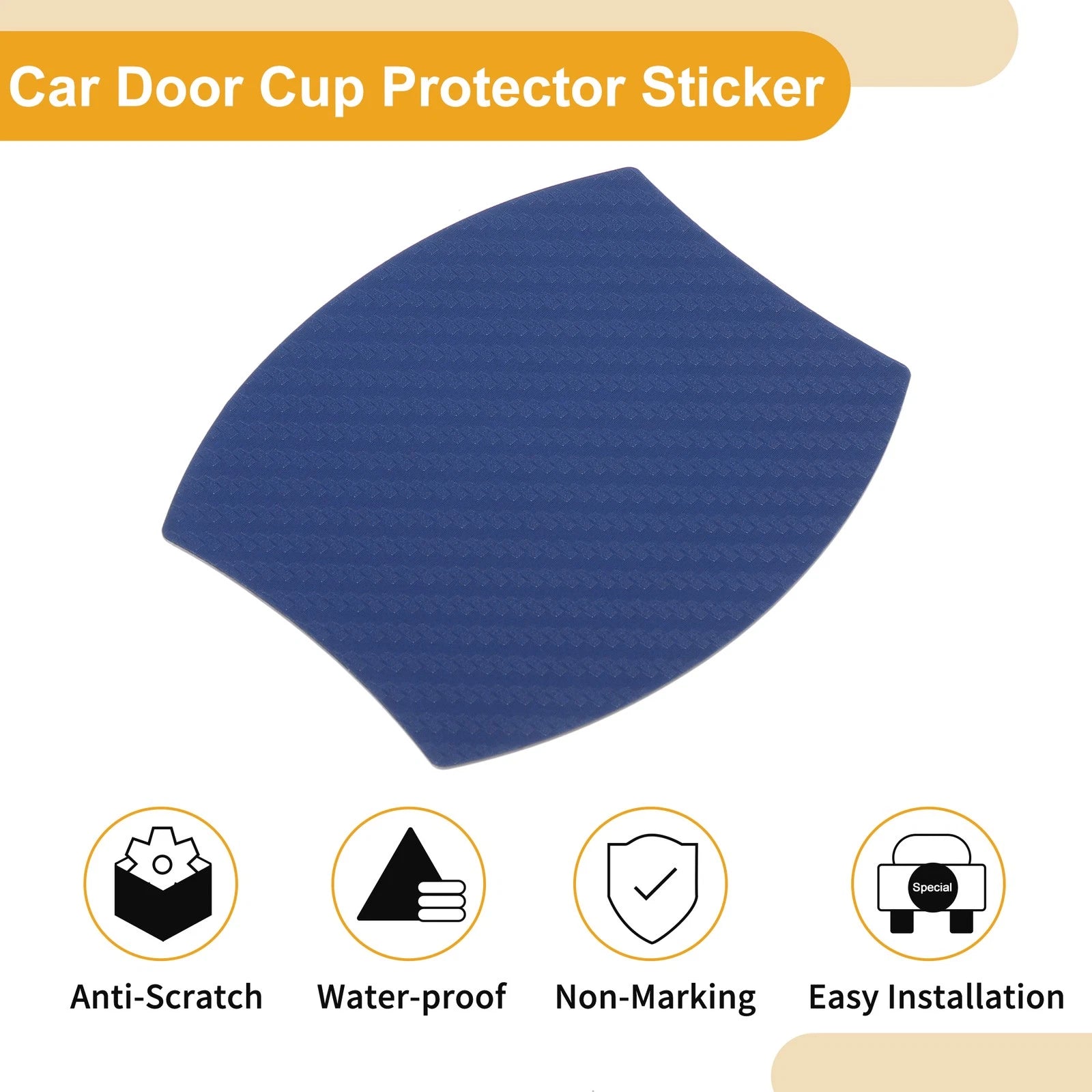 3D Car Door Cup Protector Sticker for Universal Fit (79x89mm) - Blue