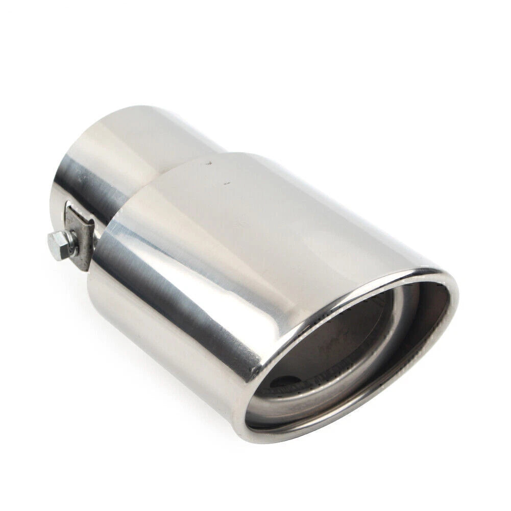Round Exhaust Pipe Tail Muffler Tip for Universal Fit (2X, Silver)
