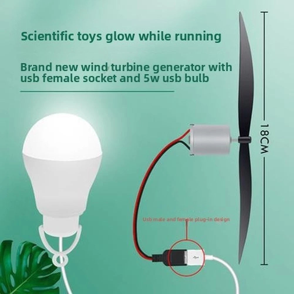 18cm Wind Turbine Generator with LED Light and USB Power Cable