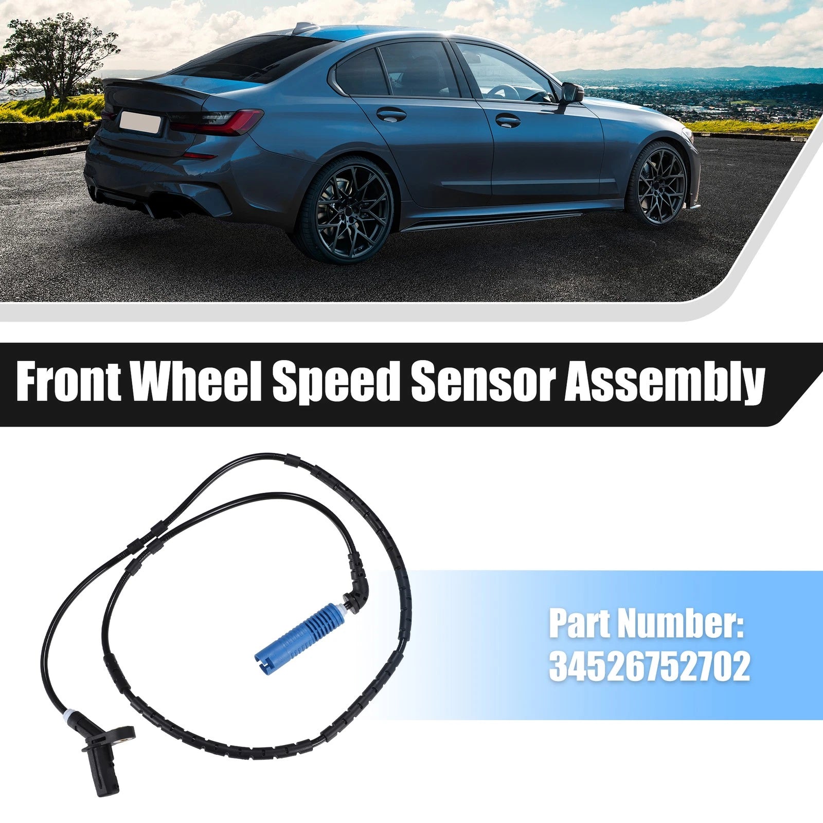 ABS Wheel Speed Sensor Rear Left Right Black Blue for BMW 330Ci (2001–2006)