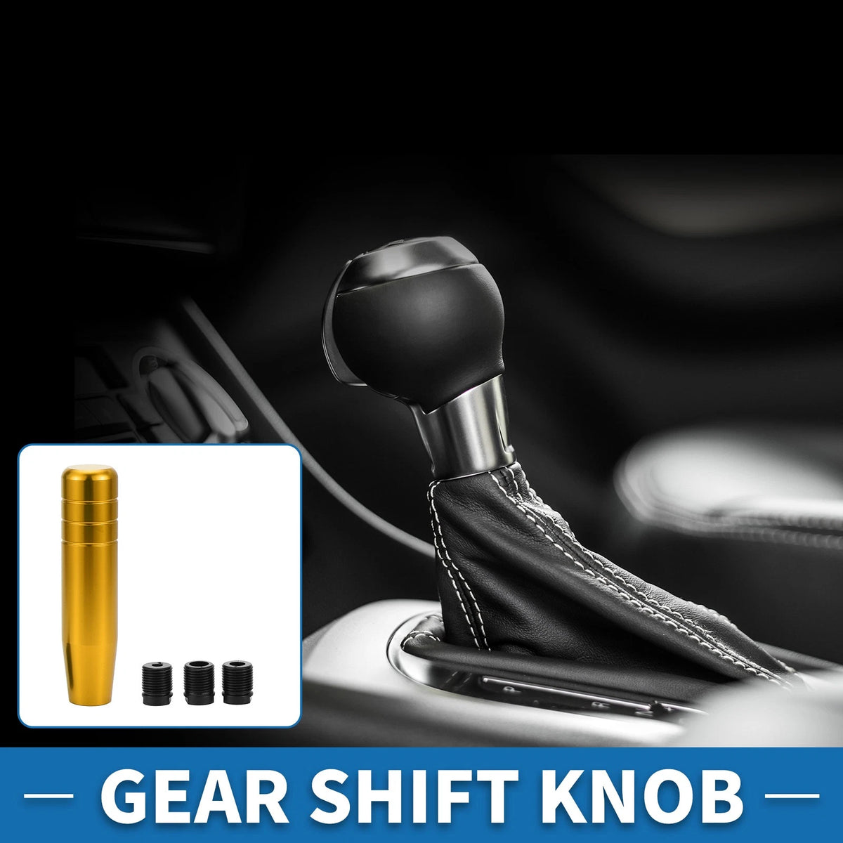 Shift Knob for Universal Vehicles (13cm, Aluminum Alloy, Gold Tone)