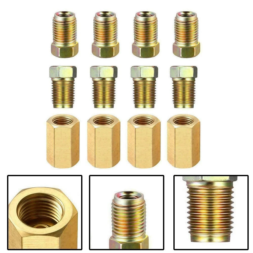 12Pcs Brake Line Repair Female Unions & Inverted Nuts for