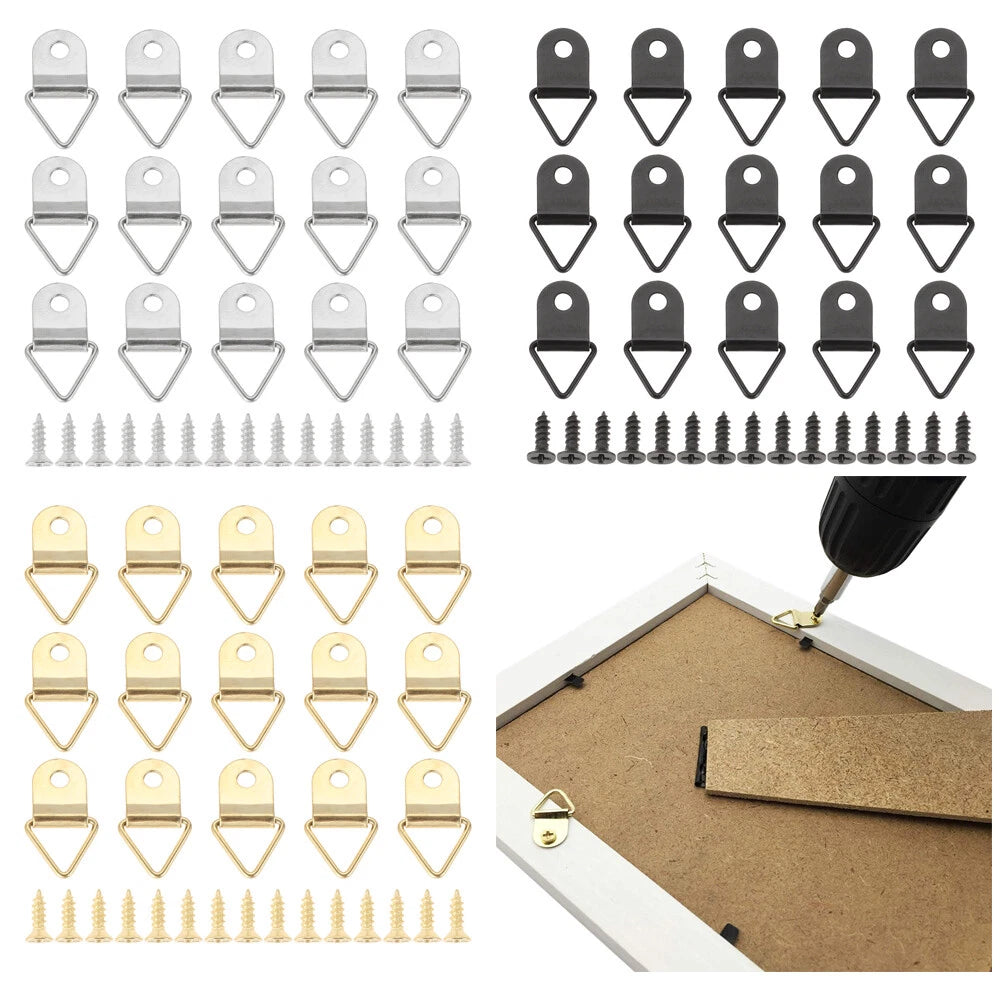 50Pcs Triangle Ring Picture Frame Hooks for Hanging Photos Artwork