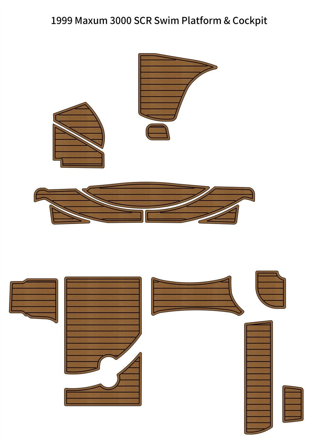 Swim Platform Cockpit Pad for Maxum 3000 SCR (1999) - EVA Faux Foam Teak Deck