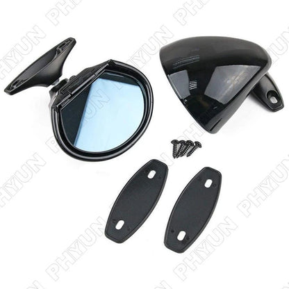 Pair Vintage Classic Car Door Wing Rear View Side Mirrors Black Shell Blue Glass