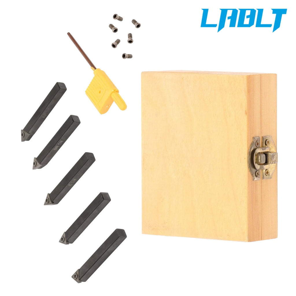 Set of 5 Indexable Carbide C6 Insert Tool Bits for Mini Lathe