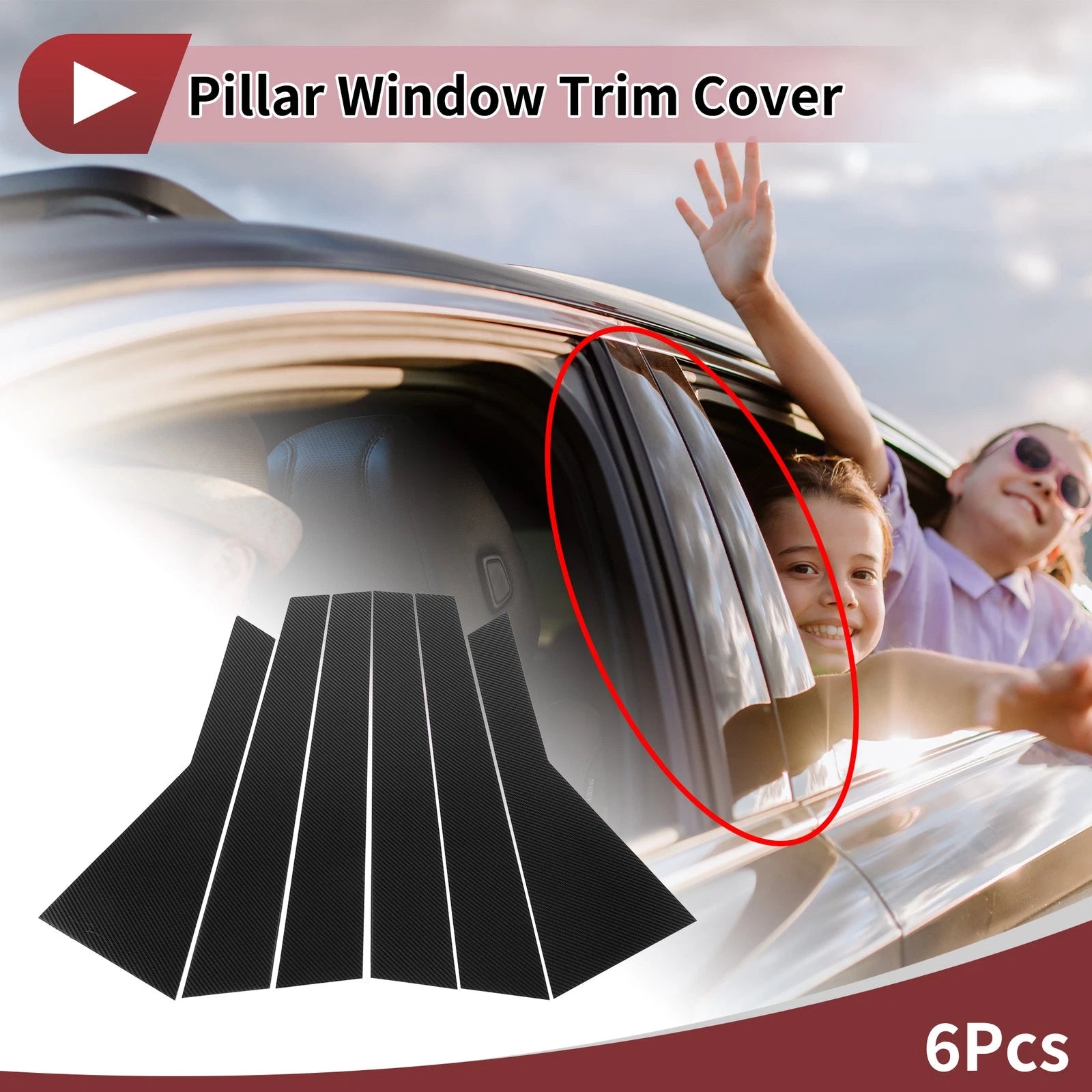 6 Pcs Door Pillar Window Trim Replacement for Audi Q7 (2016–2023)