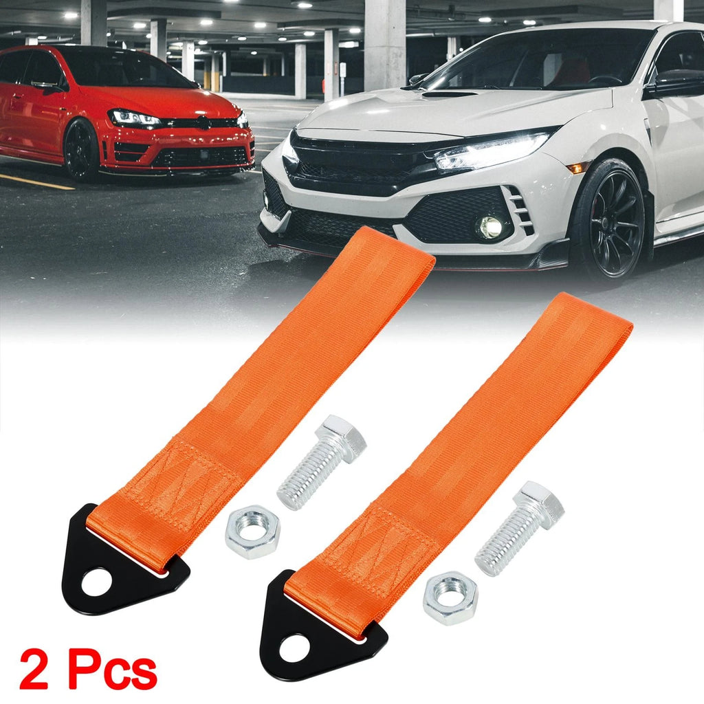 Universal Tow Towing Hook Strap 2 Pack Orange for Car Bumper Trailer (Universal)