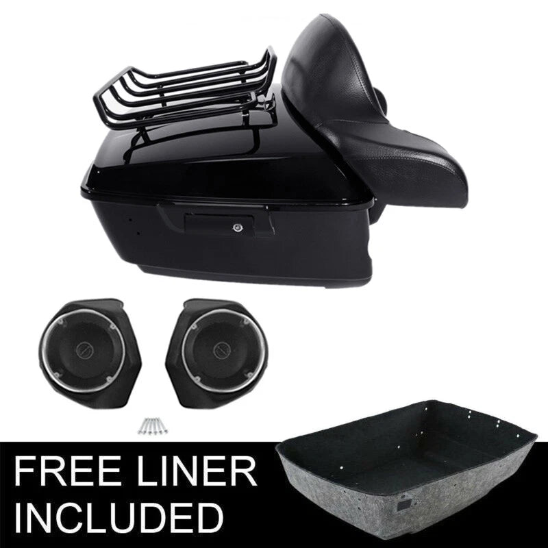 Trunk Backrest Pad Rack Speakers for Harley Road Glide (2015–2025)