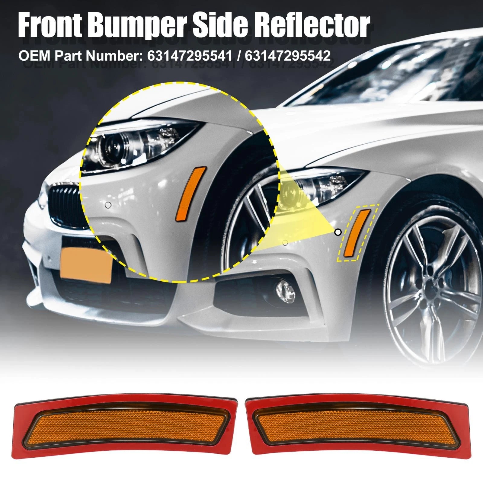 Front Bumper Reflector Replacement for BMW F30 340i Yellow (2012–2019)