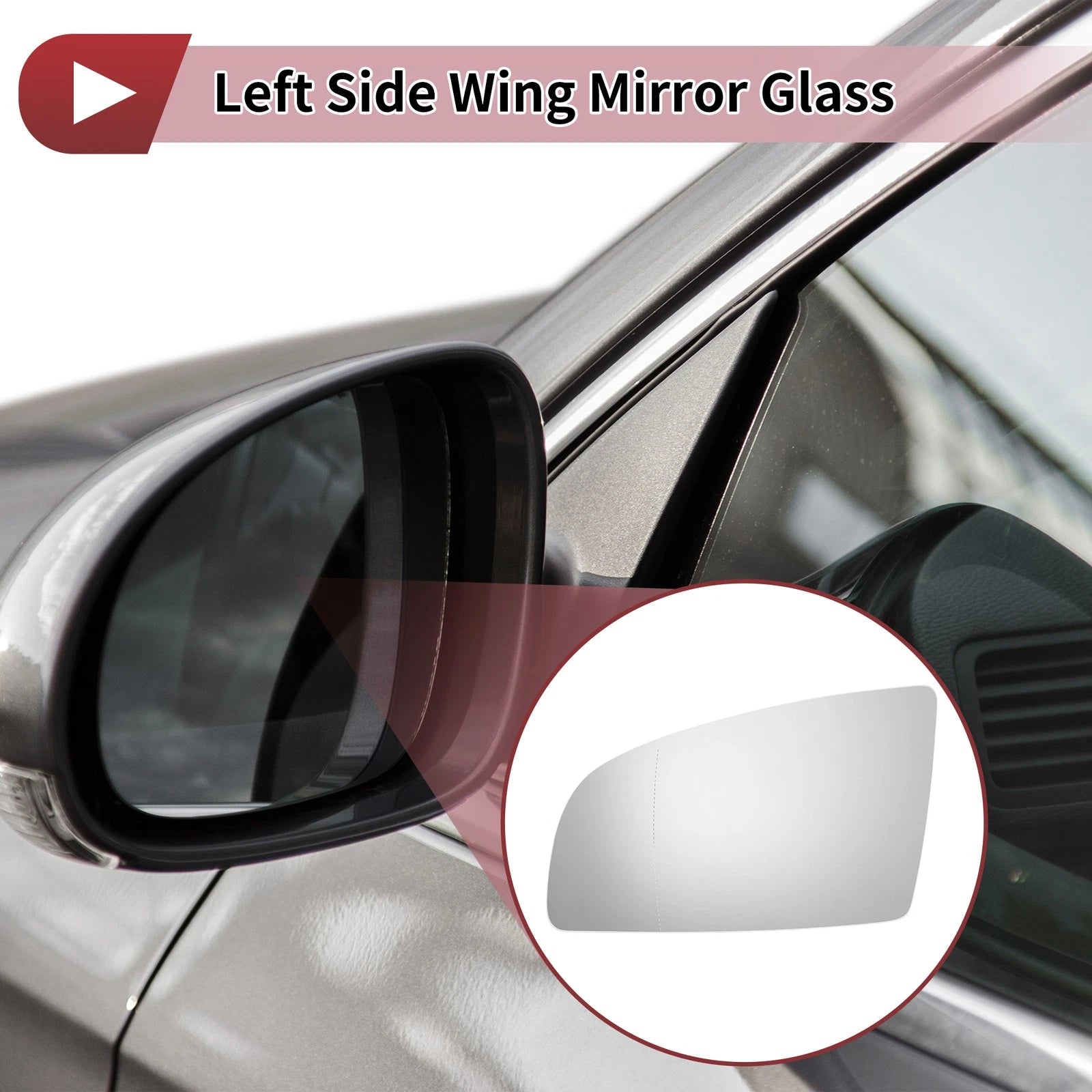 Left Wing Mirror Glass Replacement for Audi A3 (2003–2008)